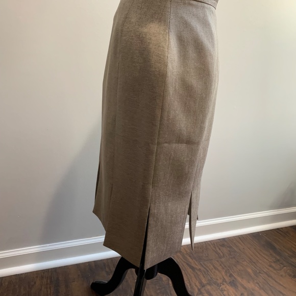 Liz Claiborne suit skirt sz 10 tan creme netural basic pencil pleated slit work - Picture 9 of 16